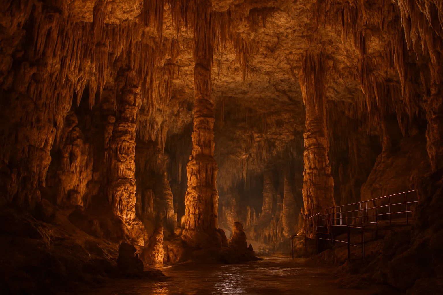 Les hautes colonnes de stalactites et stalagmites de la grotte de Drogarati, près de Sami, à Céphalonie