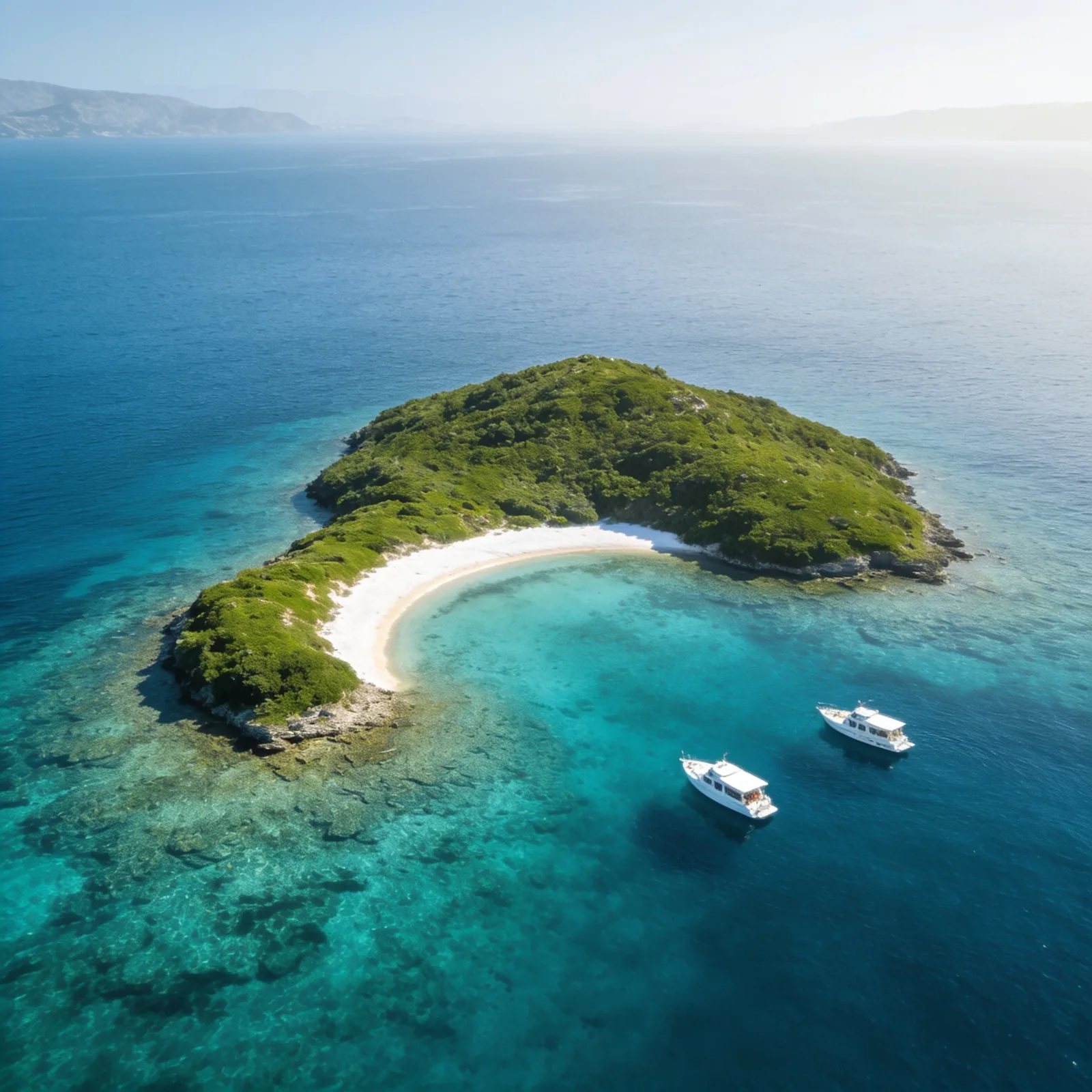 La baie de Laganas et l'îlot de Marathonisi, zone de ponte des tortues du parc marin de Zante